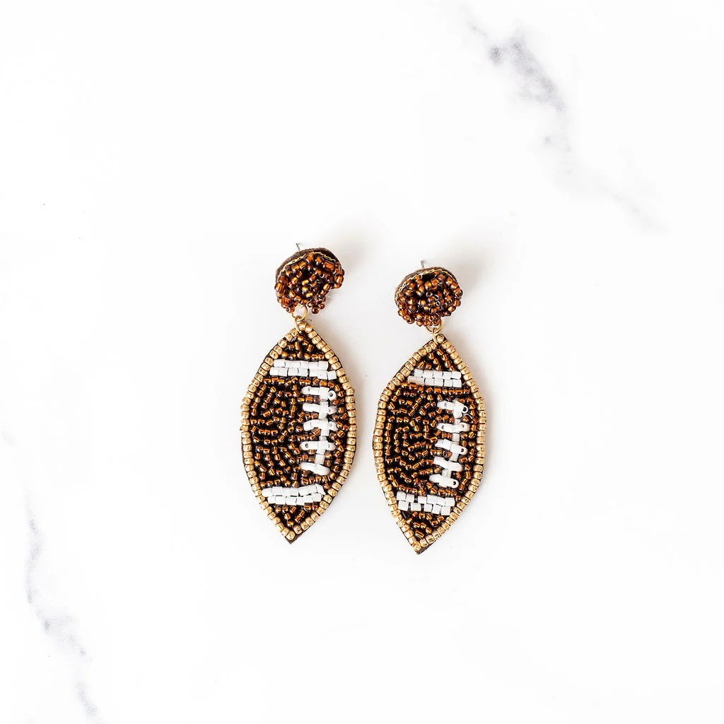 Touchdown Football Beaded Earrings | Golden Thread