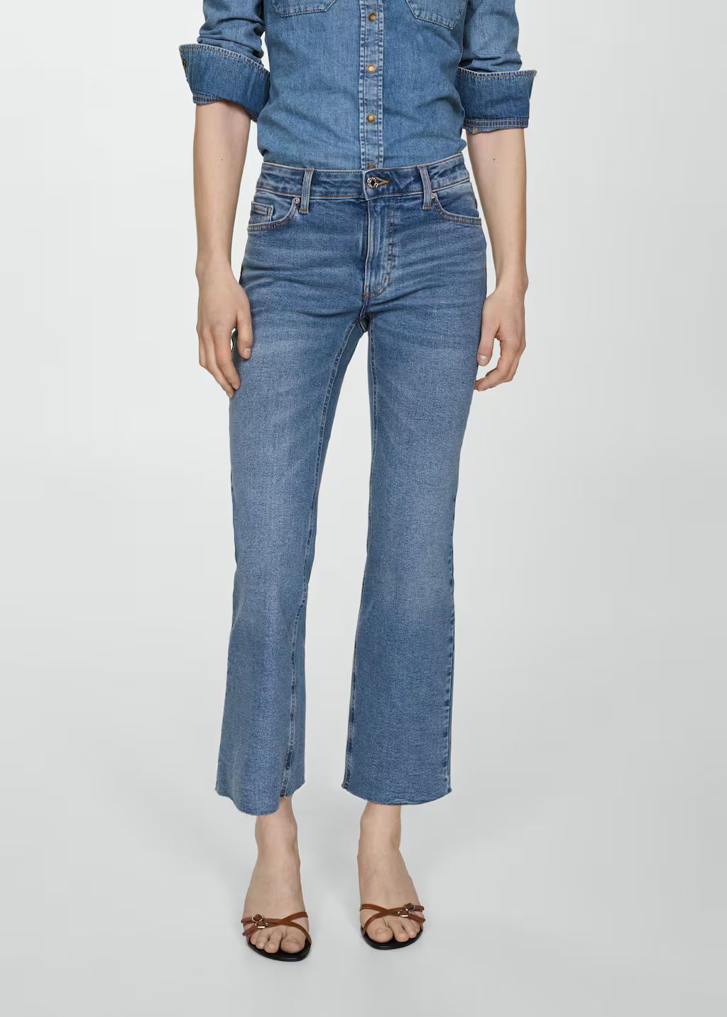 Crop flared jeans -  Women | Mango USA | MANGO (US)
