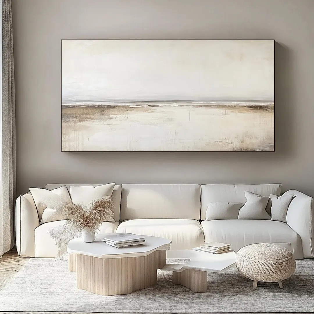 Large Beige Brown Abstract Landscape Painting: Minimalist Wabi Sabi Art | Etsy (Global)