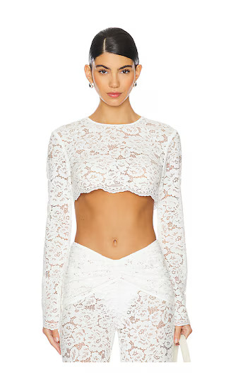 Ella Crop Top in Cream | Revolve Clothing (Global)