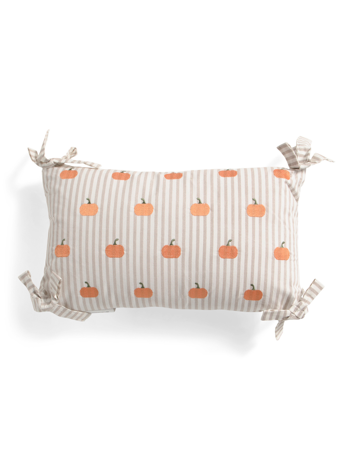 12x20 Embroidered Pumpkins Stripe Bow Pillow | TJ Maxx