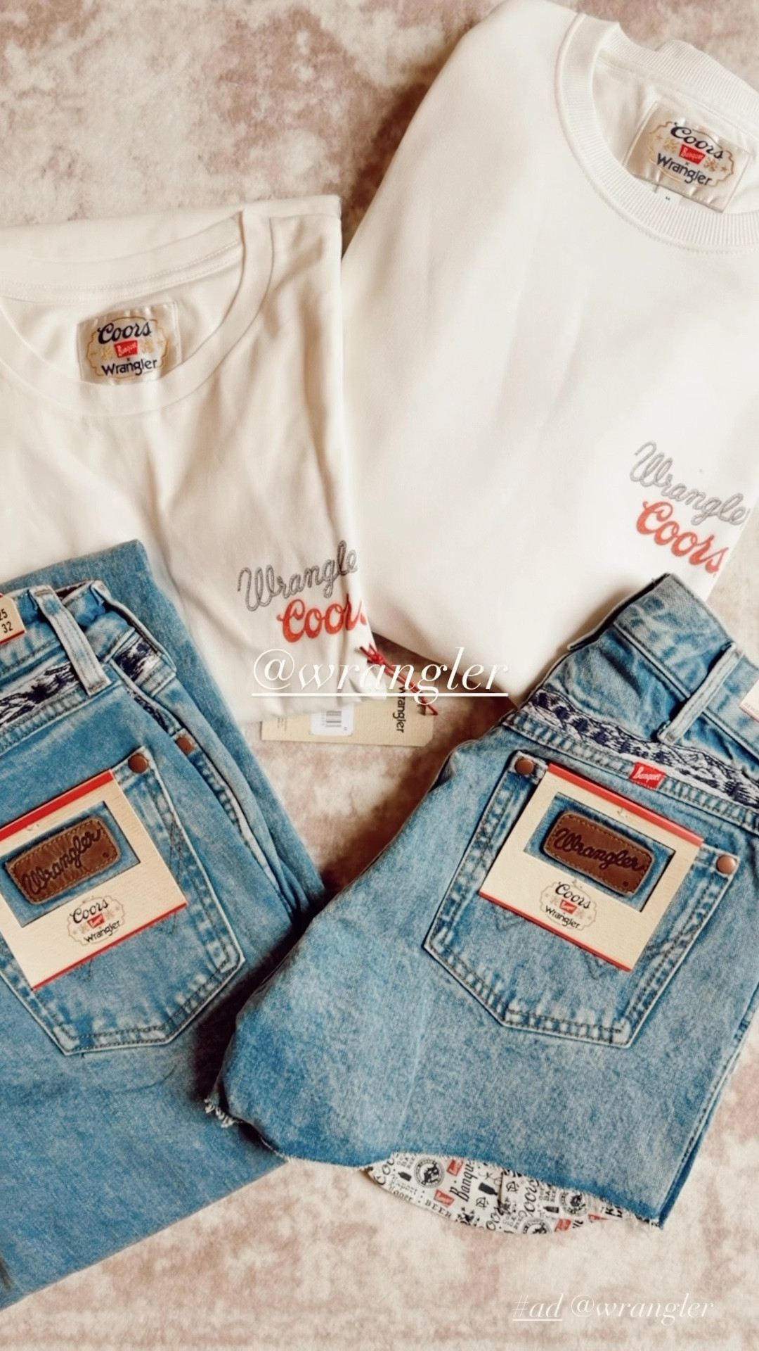 @Wrangler x @coors collab ✨🤍 loving these pieces and can’t wait to try them on once they are washed! 🤠🤠🤠

#LTKootd #LTKdayinmylife #LTKmomlife