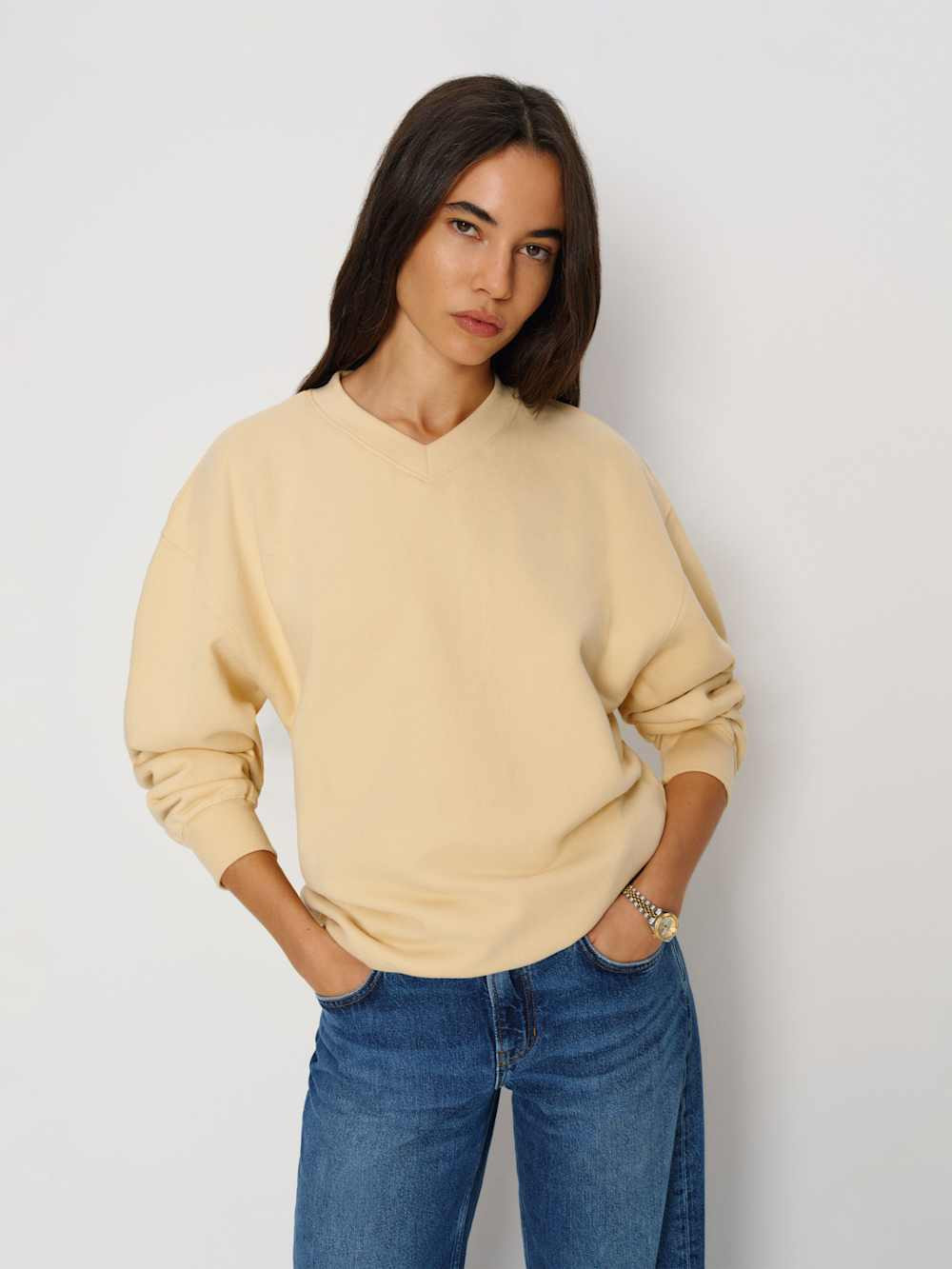 Bowie V Neck Sweatshirt | Reformation (Global)