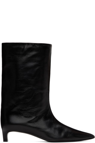 Black Calf Leather Boots | SSENSE