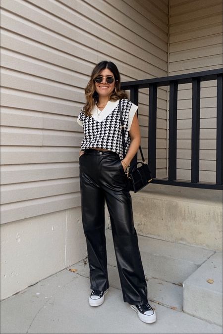 Such s gun and chic look for fall! This vest is only $25! Pants are size small. 
Amazon fashion, amazon, faux leather, vest, houndstooth

#LTKSeasonal #LTKshoecrush #LTKunder50
