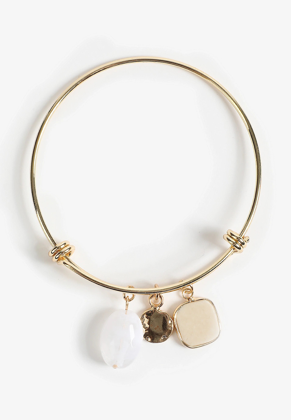 Gold Stone Adjustable Charm Bangle Bracelet | Maurices