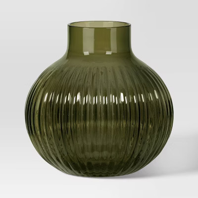 Ribbed Round Vase Green - Room Essentials™ | Target