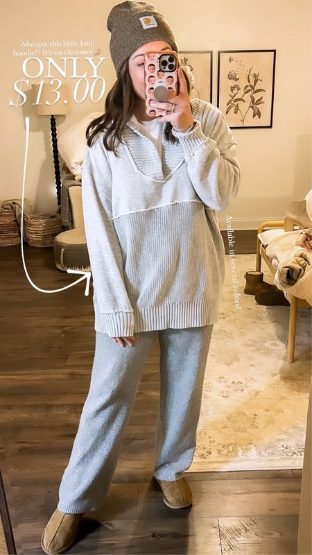Walmart knit sweater hoodie! On clearance for only $13.00 right now 🙌🏼 Available in several colors // Walmart finds, Walmart fashion, women’s fashion, cold weather ootd, loungewear 

#LTKsalealert #LTKstyletip #LTKunder50
