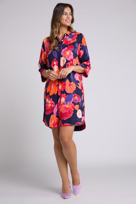 Floral Print Stretch Knit Tunic Dress | More Dresses | Dresses | Ulla Popken