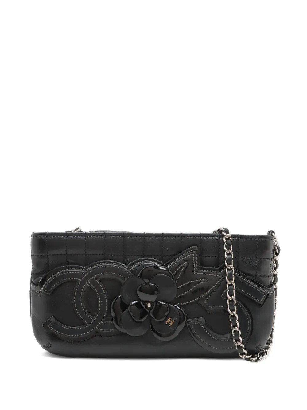 CHANEL Pre-Owned 2005-2006s Camellia No.5 quilted-leather shoulder bag - Black | Farfetch Global