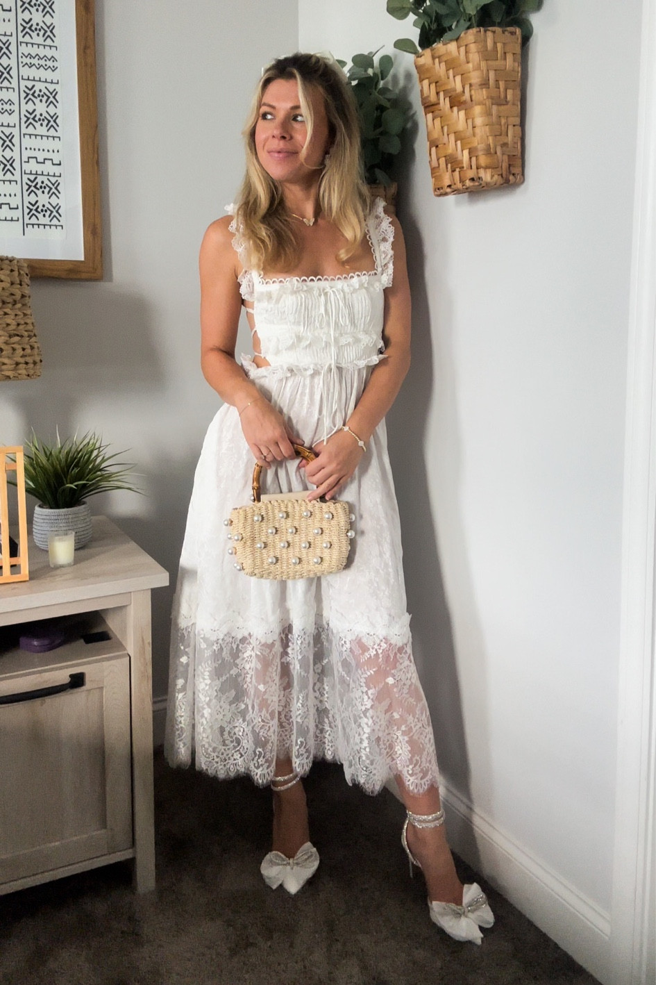 Bridal look, bride dress, wedding shower, bridal shower dress, for love and lemons, bow heels, pearl bag, revolve finds 

#LTKwedding #LTKparties #LTKstyletip