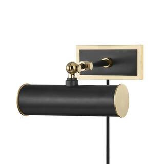Mitzi by Hudson Valley Lighting Holly 1-Light Aged Old Bronze Picture Light with Plug Antique Brass/ | The Home Depot