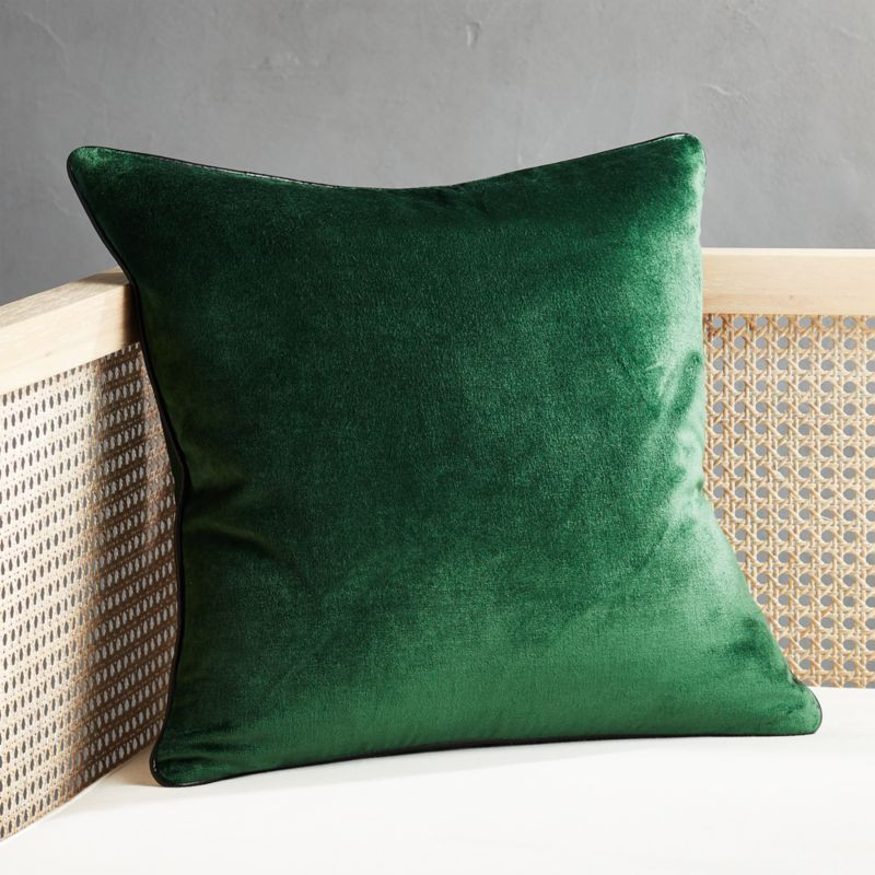 18" Emerald Crushed Velvet Pillow with Down-Alternative Insert + Reviews | CB2 | CB2
