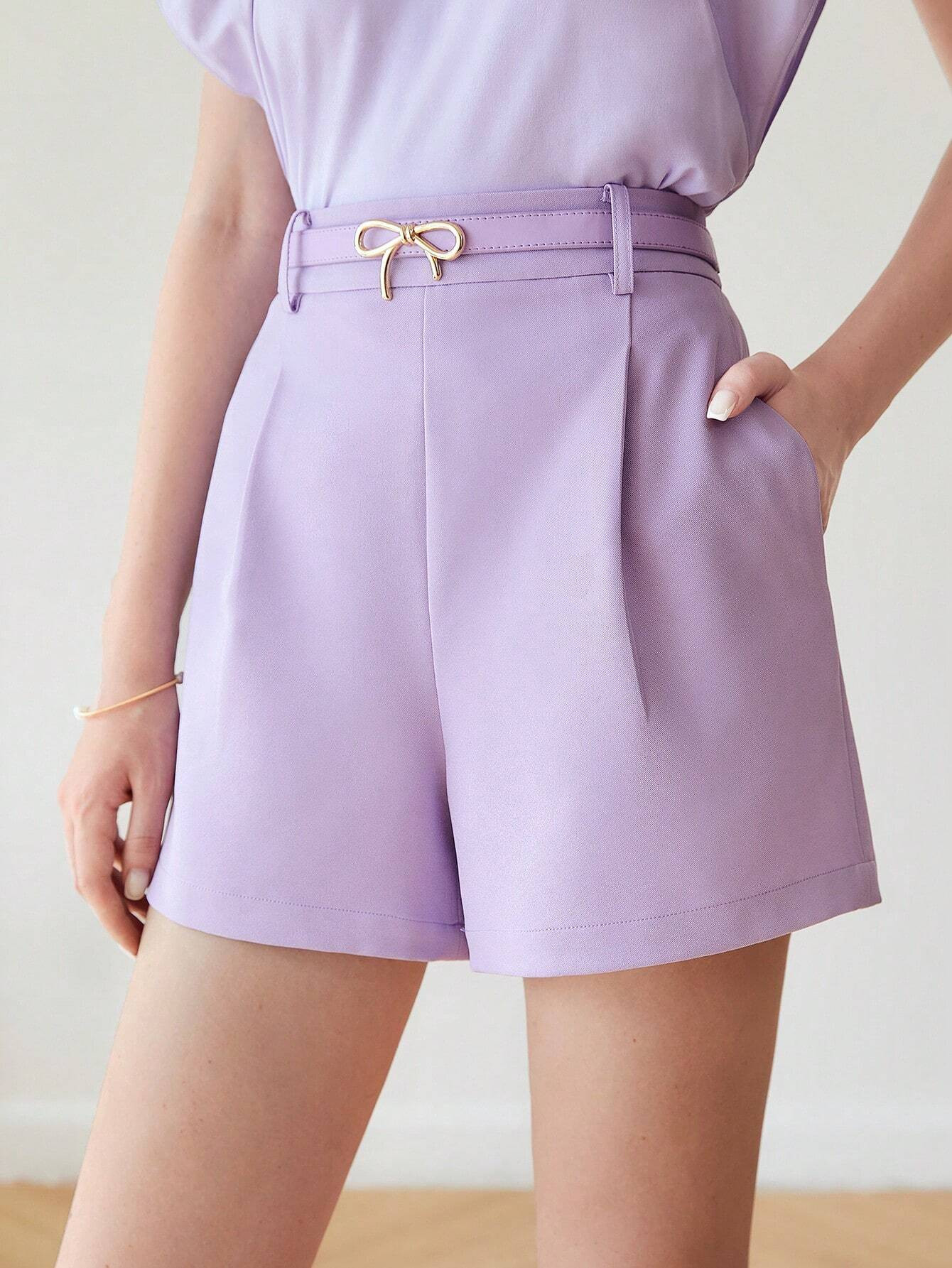 MOTF PREMIUM DRESSY BOW BELT SHORTS | SHEIN