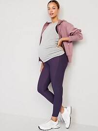 Maternity Full-Panel PowerSoft Ribbed 7/8 Leggings | Old Navy (US)