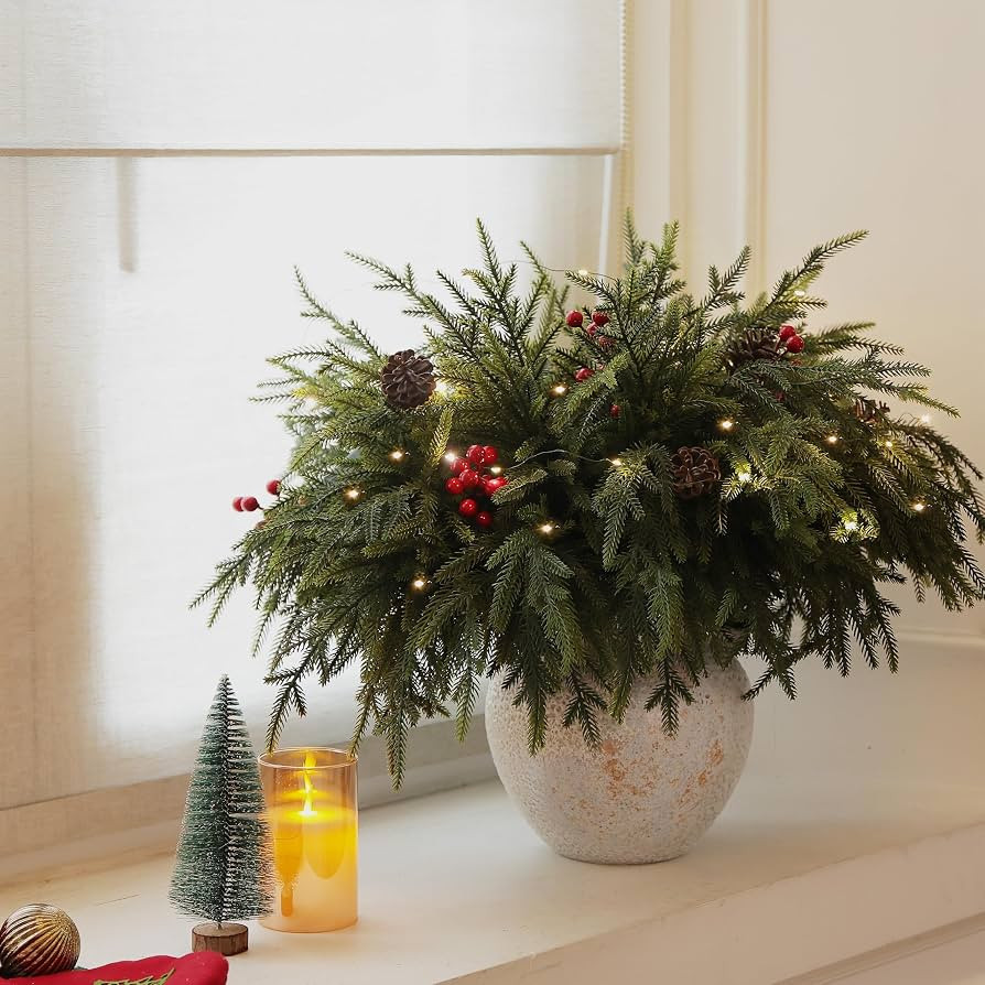 20-Piece Set 24" Artificial Norfolk Pine Branches - Christmas Decorations - Faux Christmas Greena... | Amazon (US)
