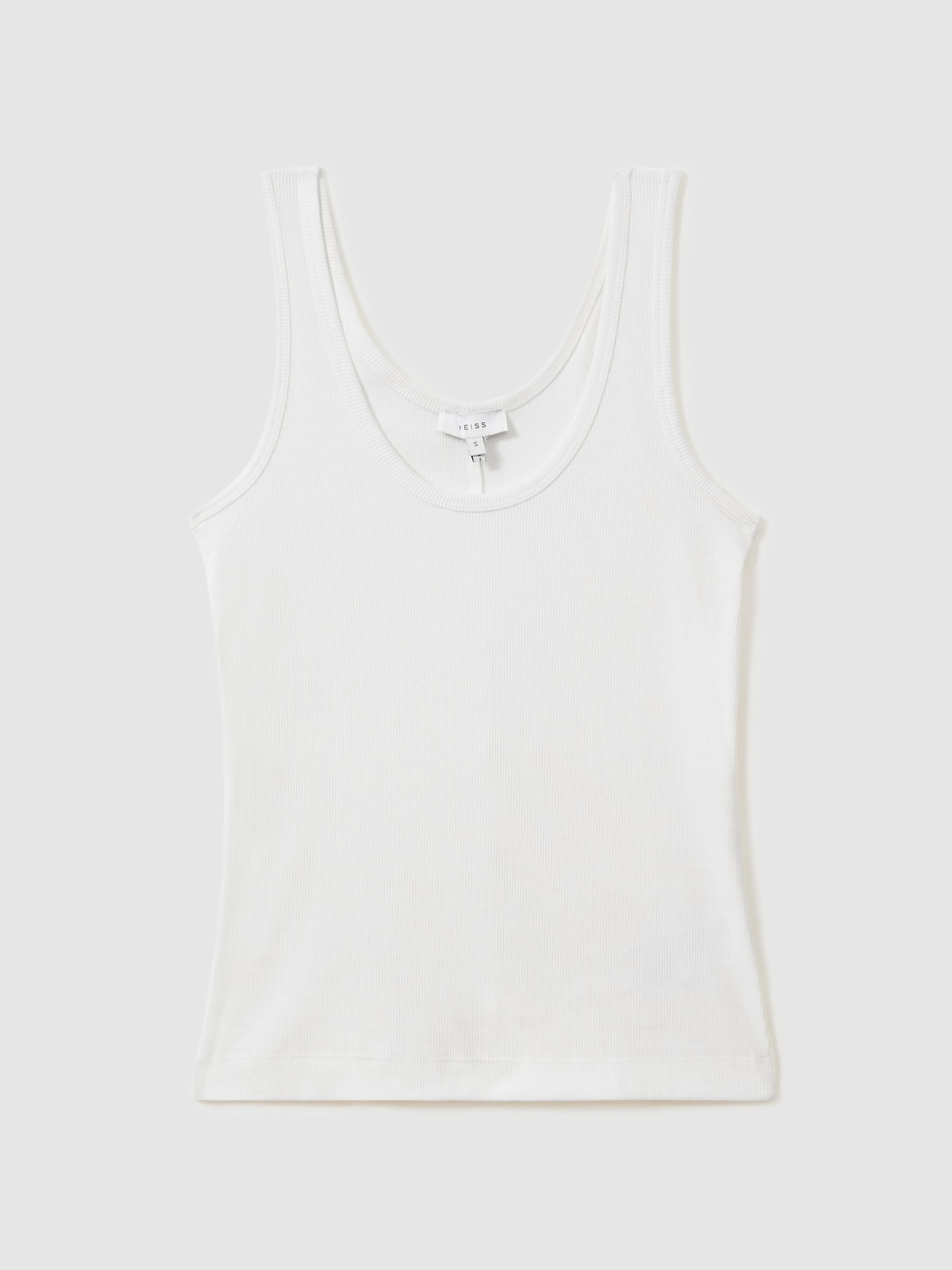 Reiss Stretch-Cotton Ribbed Vest in White - REISS | Reiss UK