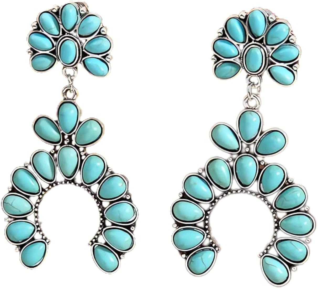 Boho Turquoise Oval Drop Dangle Earrings for Women Teen Girls Beaded Western Flower Teardrop Earr... | Amazon (US)