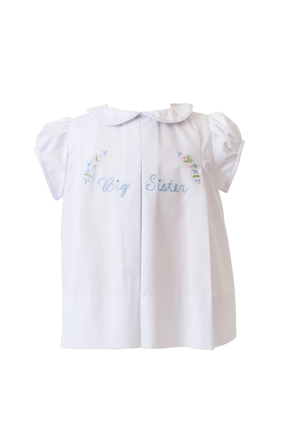 Big Sister Dress in White w/ Blue | Loozieloo