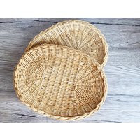 Oval Wicker Plate Holders Or Chargers, Vintage Wicker Oblong Baskets For Boho Basket Wall | Etsy (US)