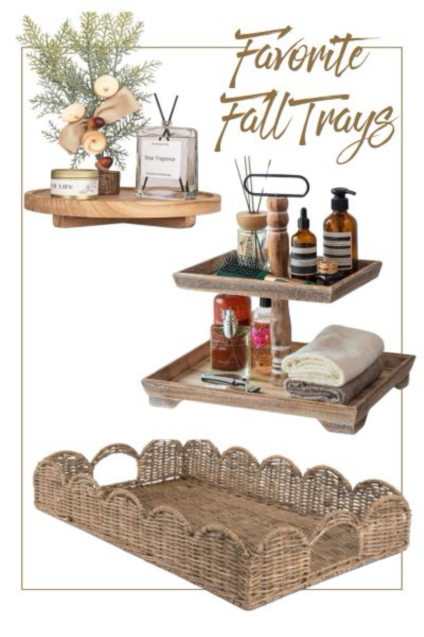 It will soon be time for a Fall refresh -- swapping in some warm wood tones and fabulous wicker texture.

I love a great textured tray. Somehow everything on a tray becomes a statement, instead of clutter. Time to make that work for you.

This small round round wood tray has gorgeous clean lines with just a hint of elevation, perfect for those smaller spots.

I have the tiered tray in white, but maybe I need the brown version for Fall. By-the-way, I've also used the trays solo several times (just have to set something over the hole).

And I love the oversized wicker tray for a coffee table display. The contrast of the texture against smooth wood tabletop or a velvet ottoman would be wonderful.


#falltray #fallfeels #texturedtray #oversizedtray

#LTKfindsunder50 #LTKhome

#LTKSeasonal