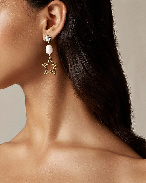 Freshwater pearl and star drop earrings | J. Crew US