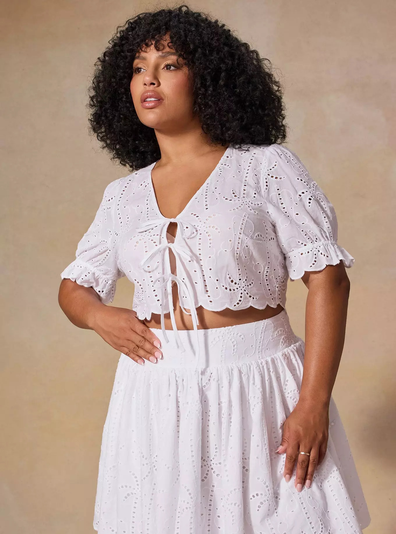 Belle Isle Embroidered Tie-Front Crop Top | Torrid (US & Canada)