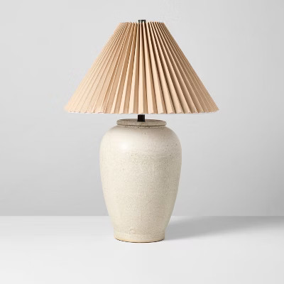 Ceramic Table Lamp Cream with Pleated Fabric Shade - Hearth & Hand™ with Magnolia | Target