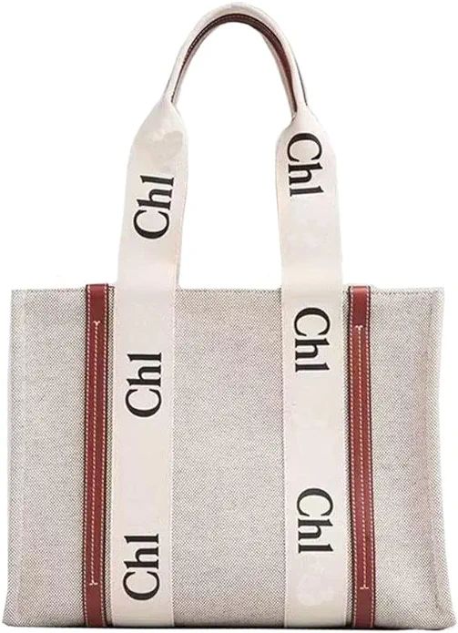 Canvas Tote Bag Women Shoulder Bag Letter Print Stripe  Large Capacity Tote Canvas Casual Handba... | Amazon (US)