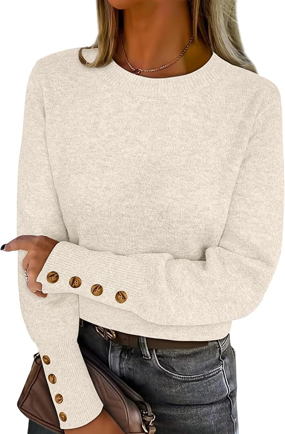 ANRABESS Sweaters for Women Long Sleeve Crewneck Casual Loose Wool Blend Soft Knit Pullover Tops ... | Amazon (US)