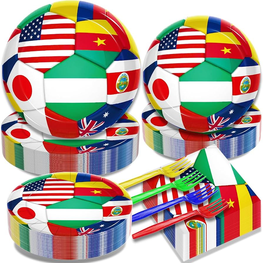 200Pcs World Cup Party Tableware Set, 2026 Soccer Ball Party Decorations Soccer Sports Events Fes... | Amazon (US)