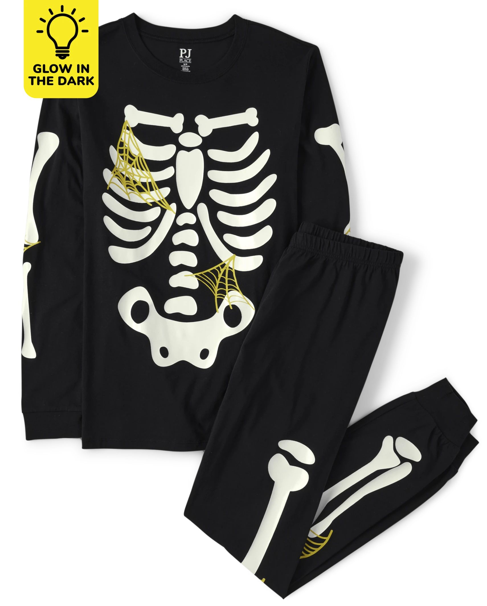 Unisex Adult Matching Family Glow Skeleton Cotton Pajamas - black | The Children's Place