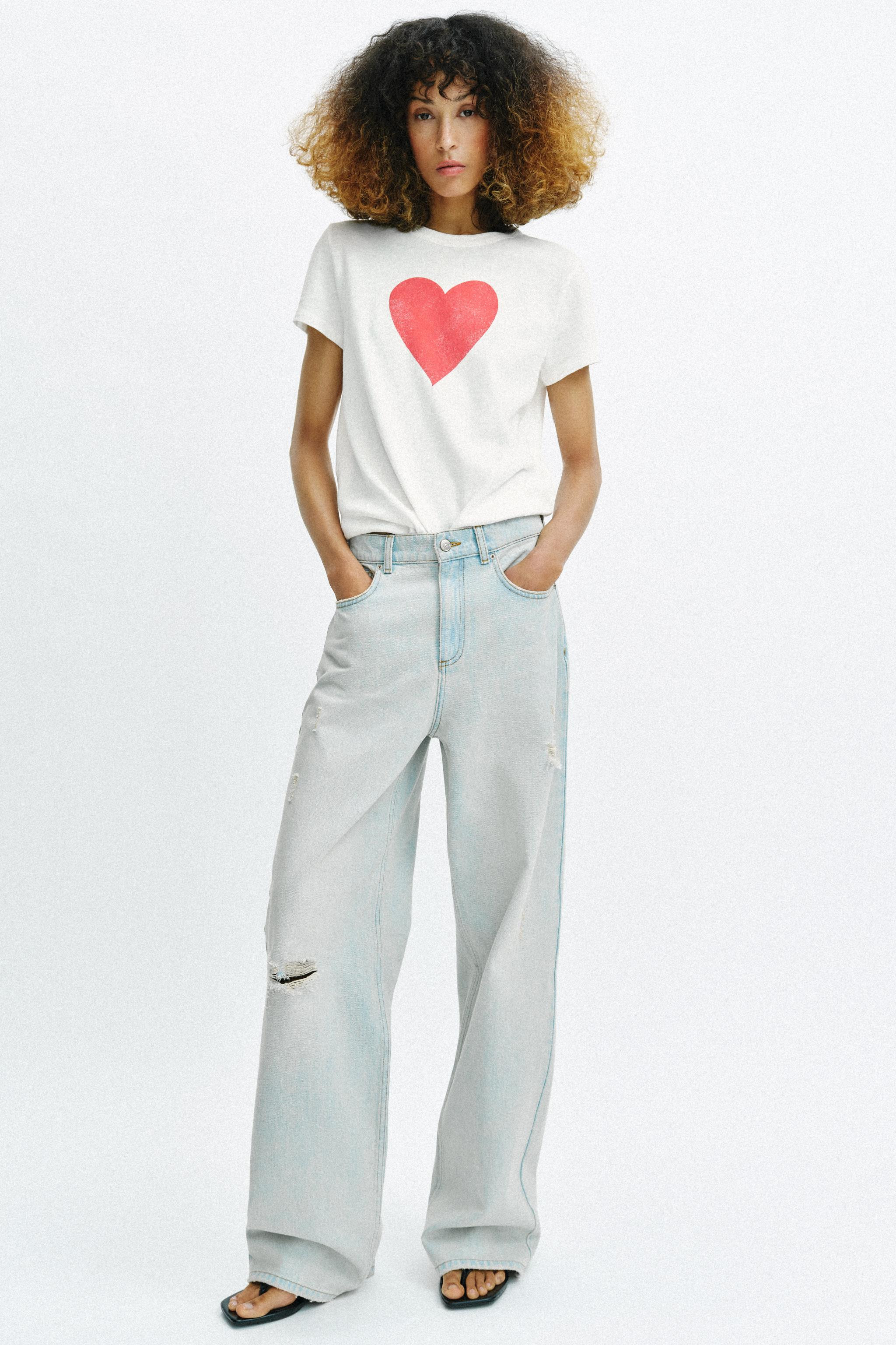 SHORT SLEEVE HEART T-SHIRT | Zara US