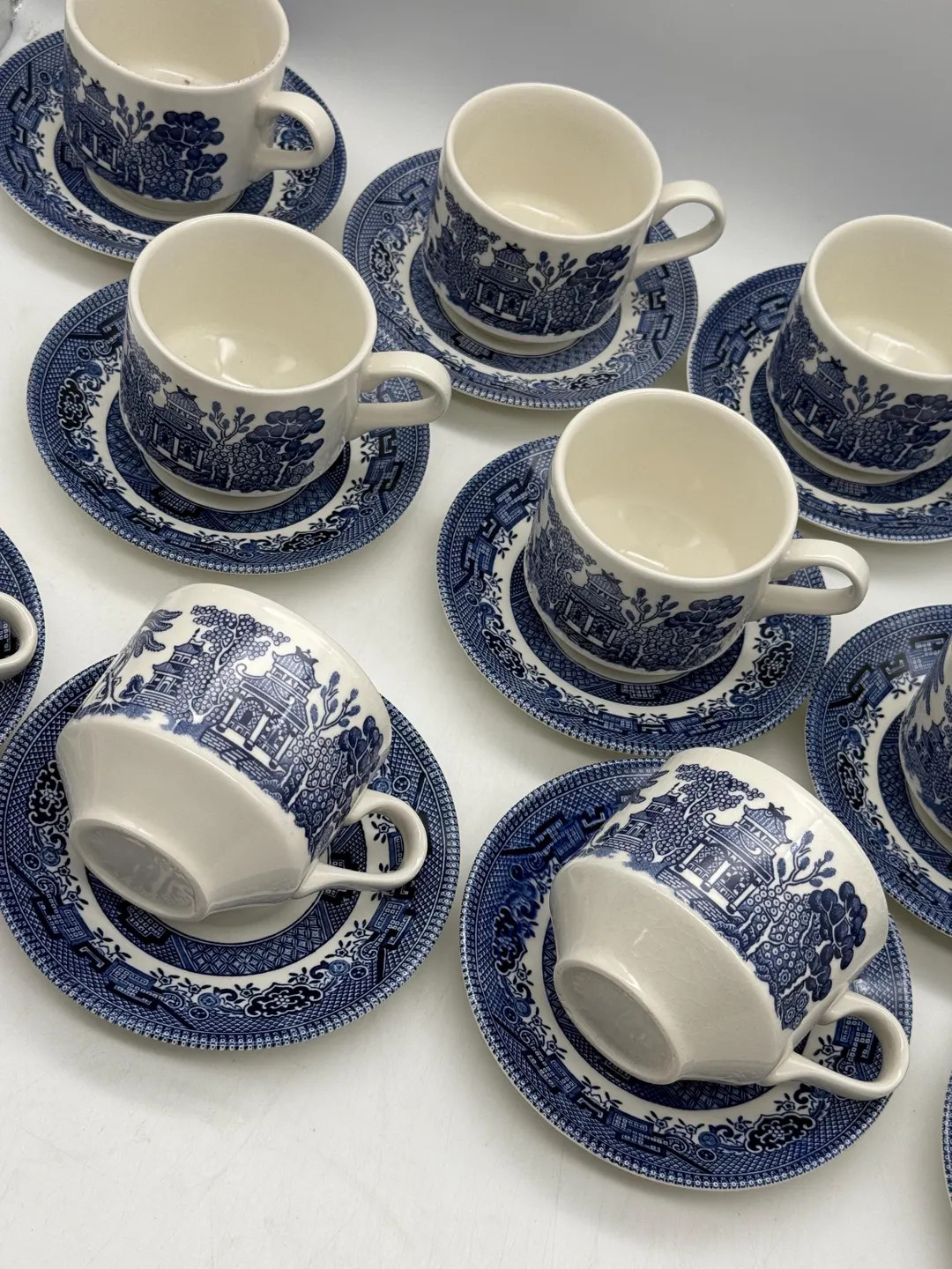 MISMATCHED BLUE WILLOW Transferware Cups & Saucers / Tea Party / Wedding / Shower Blue and White ... | Etsy (US)