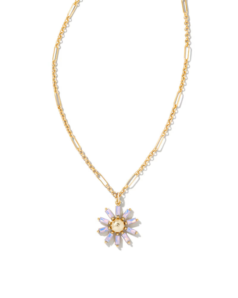 Madison Daisy Gold Short Pendant Necklace in Pink Opal Crystal | Kendra Scott
