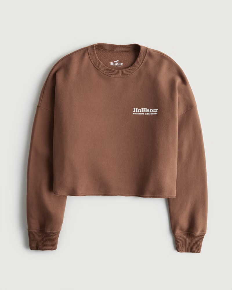 Women's Oversized Print Logo Graphic Crew Sweatshirt | Women's Tops | HollisterCo.com | Hollister (US)