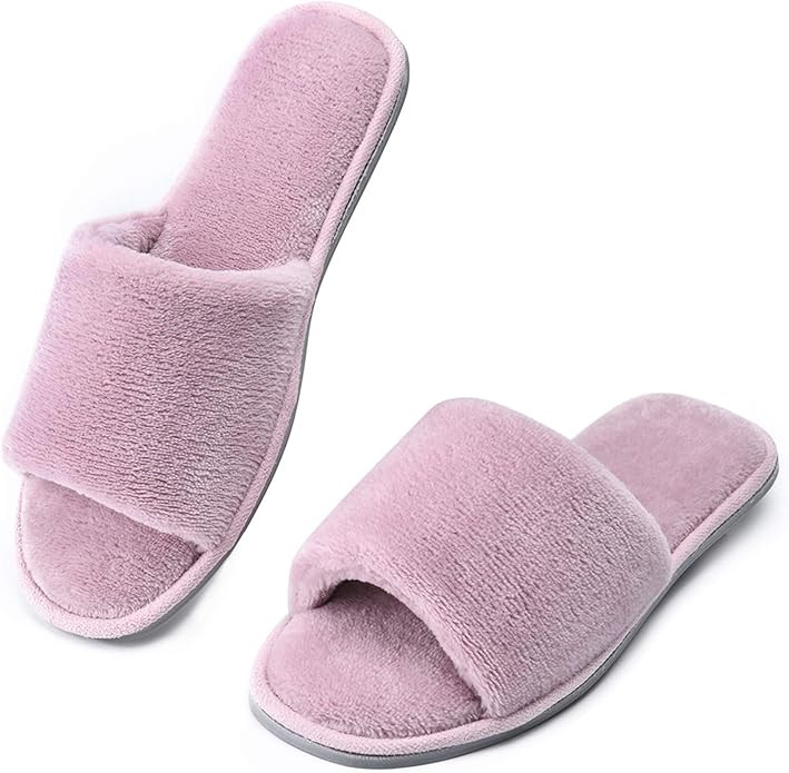 DL Open Toe Slippers for women Indoor, Cozy Memory Foam Womens House Slippers Summer Slip On, Com... | Amazon (US)