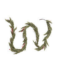 9ft Led Real Touch Faux Pine Garland With Berries | TJ Maxx