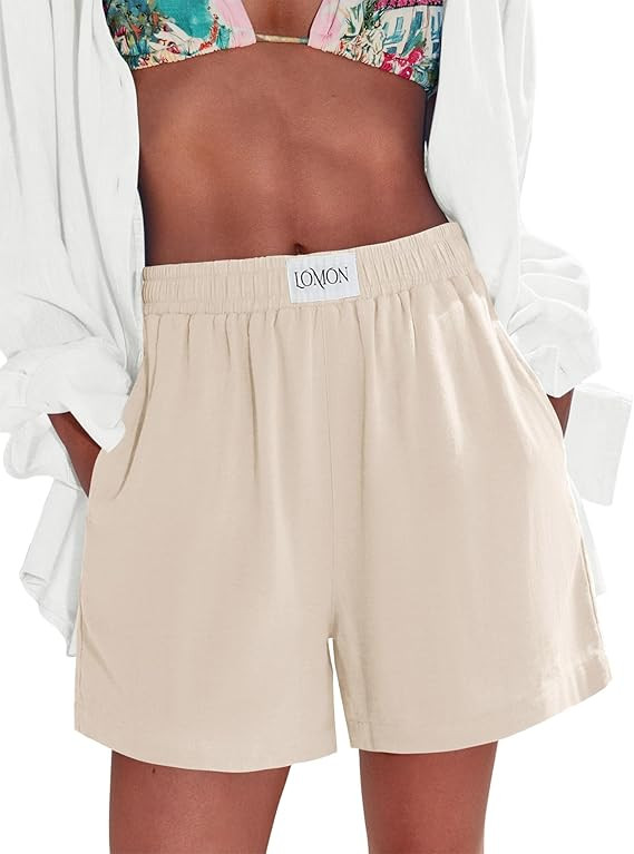 LOMON Linen Shorts for Women Summer Beach Casual Shorts Comfy Lightweight Vacation Cruise Outfits... | Amazon (US)
