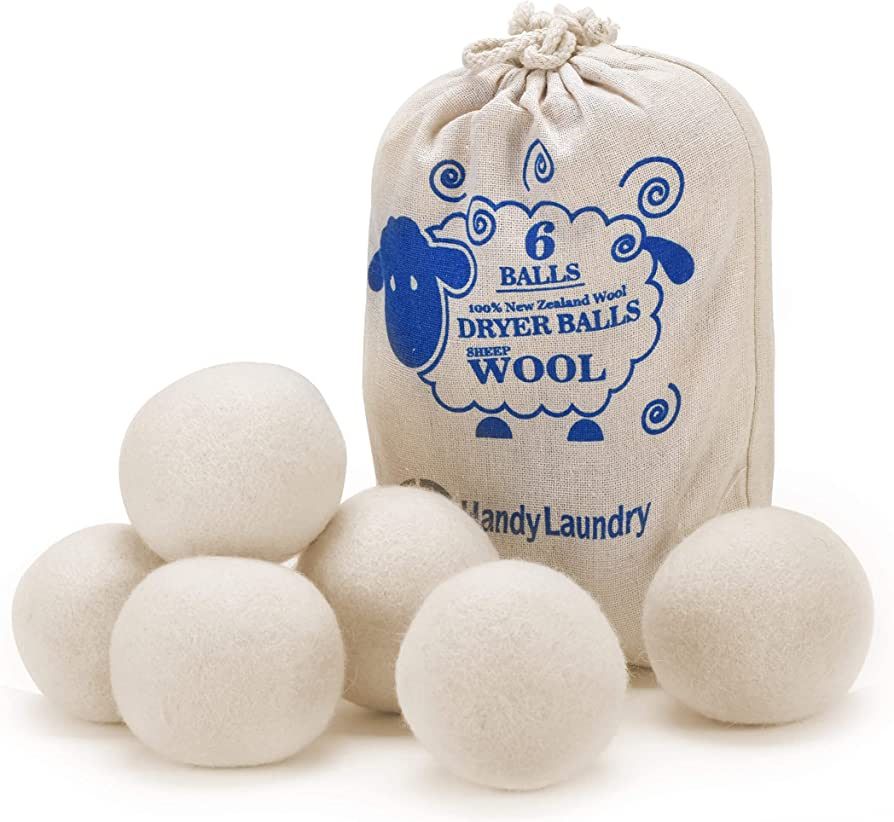 Handy Laundry Wool Dryer Balls - Natural Fabric Softener, Reusable, Reduces Clothing Wrinkles & S... | Amazon (US)