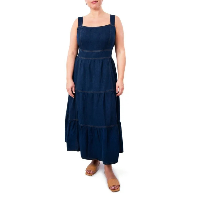 Nine.Eight Women's and Women's Plus Sleeveless Denim Midi Dress, Sizes XS-4X | Walmart (US)