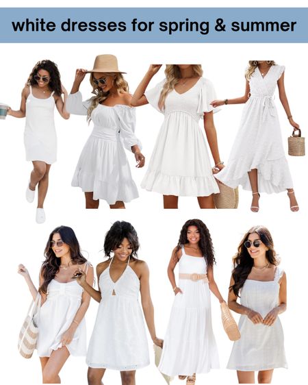 Cute white dresses for spring, summer, or a bridal shower, baby shower or rehearsal dinner! 

#LTKparties #LTKwedding #LTKbaby