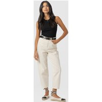 Women's Barrel Leg Jean, Cream, White, Cotton, Size UK 20, Saint + Sofia | Saint + Sofia