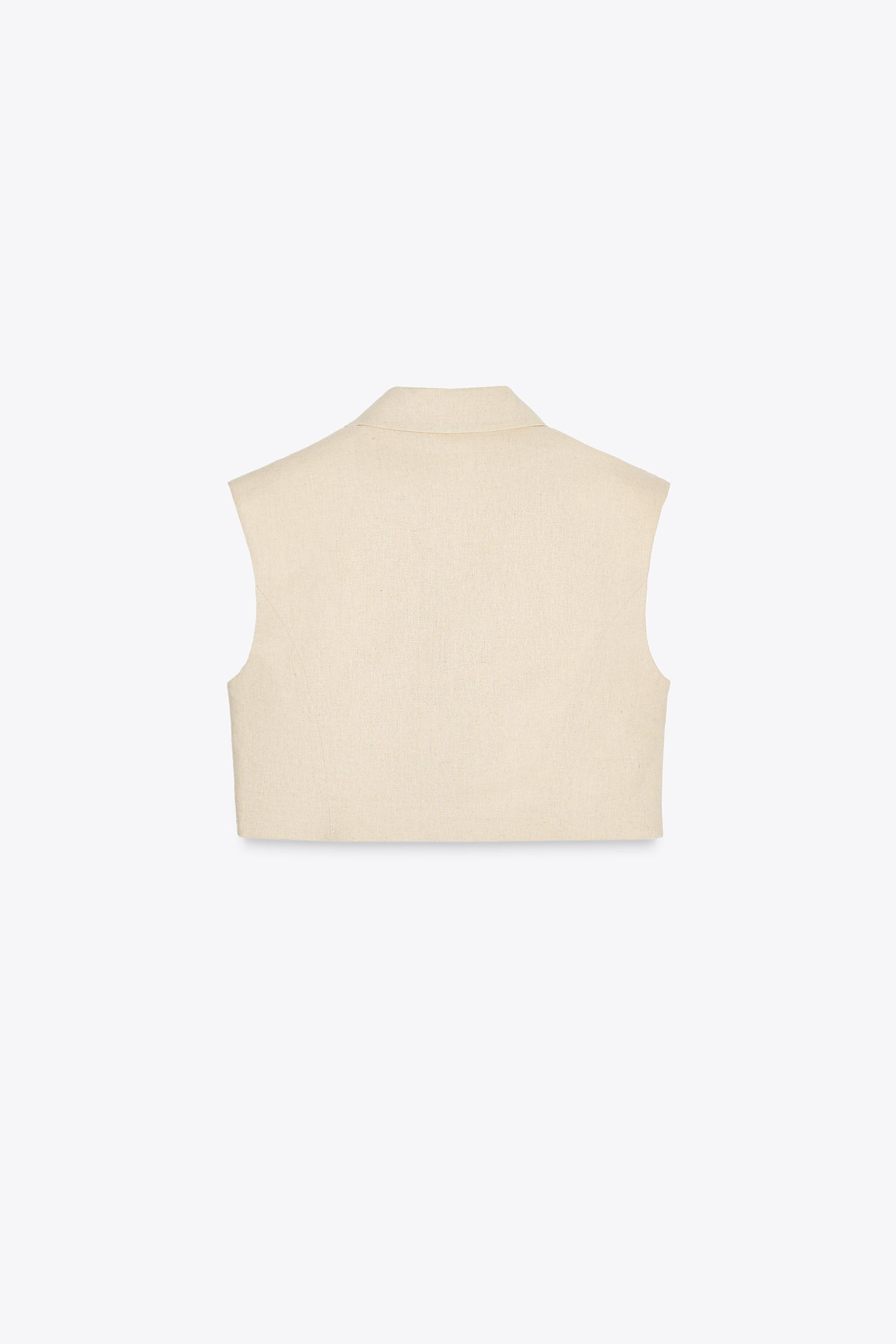LINEN BLEND SHORT VEST | Zara US