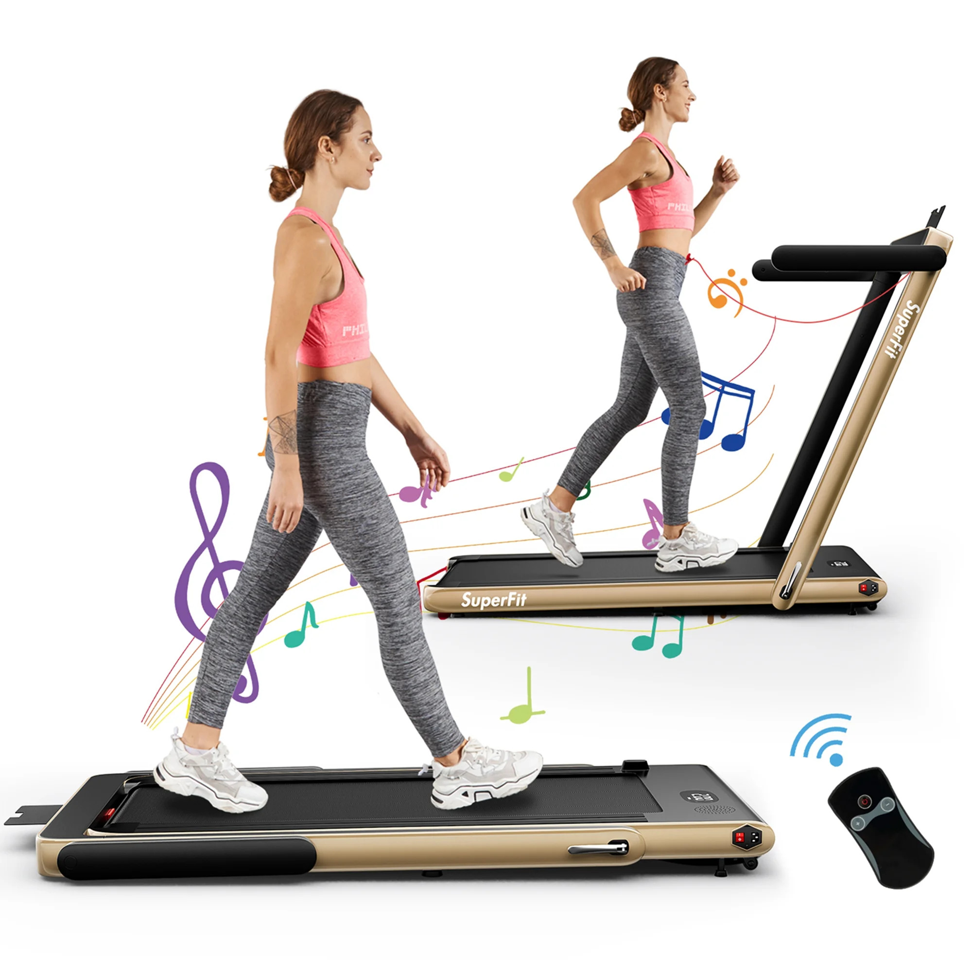 SuperFit Up To 7.5MPH 2.25HP 2 in 1 Single Display Screen Treadmill W/ Speaker Remote Control APP... | Walmart (US)