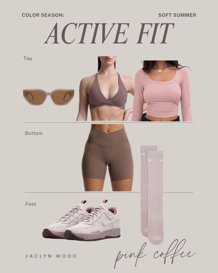 Matching activewear set from the Soft Summer season color palette including blush muted pinks and taupes. 

#LTKstyletip #LTKActive #LTKfitness