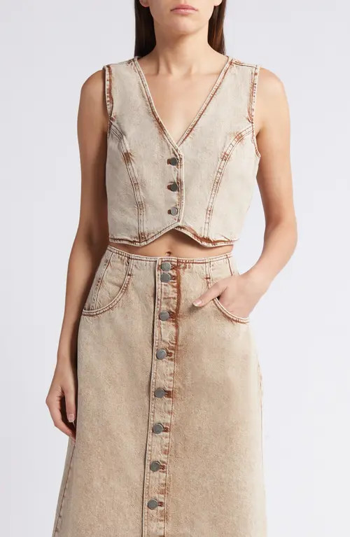 Treasure & Bond Fitted Denim Vest in Beige Khaki at Nordstrom, Size X-Large | Nordstrom