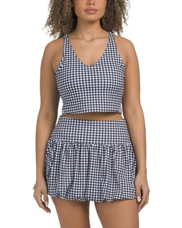 Gingham Performance Cropped Bra Tank | TJ Maxx