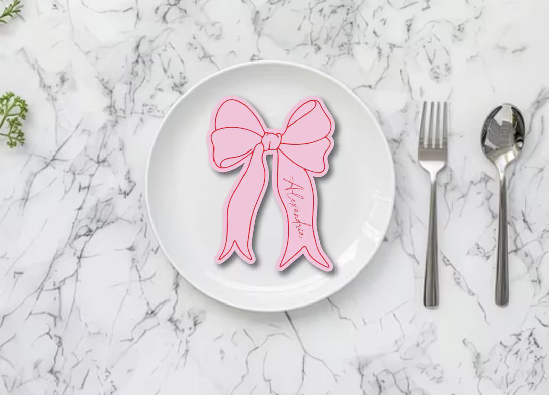 Bow Place Cards, Hens Party Placecard Coasters Ribbon Placecard, Guest Name Cards Ribbon and Bow ... | Etsy (US)