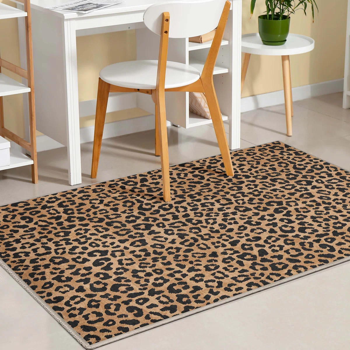 Havsa Leopard Brown Modern Flat-Weave Rug | Wayfair North America